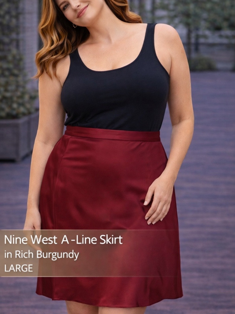 Nine West A-Line Skirt in Rich Burgundy LARGE